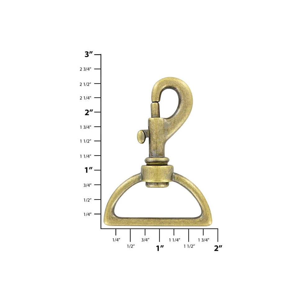 1 1/2" Antique Brass, Bolt Swivel Snap Hook, Zinc Alloy