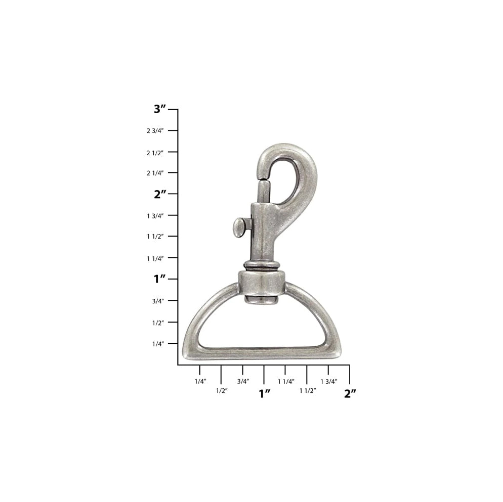 1 1/2" Antique Silver, Bolt Swivel Snap Hook, Zinc Alloy
