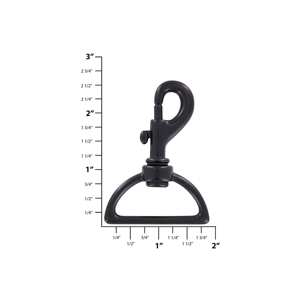 1 1/2" Matte Black, Bolt Swivel Snap Hook, Zinc Alloy