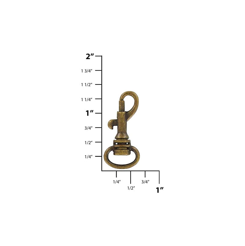 1/2" Antique Brass, Bolt Swivel Snap Hook, Zinc Alloy-PK4