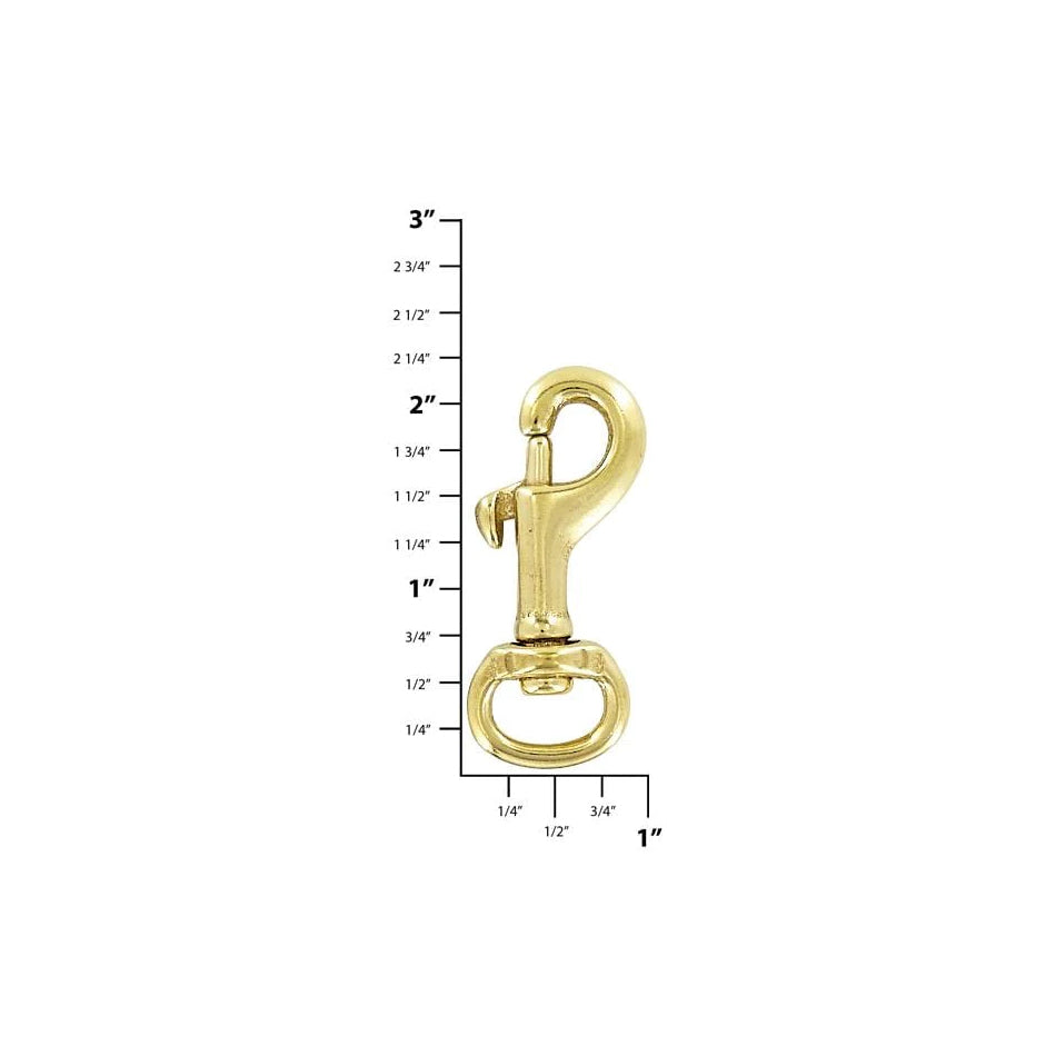 1/2" Brass, Bolt Swivel Snap Hook, Solid Brass-PK4