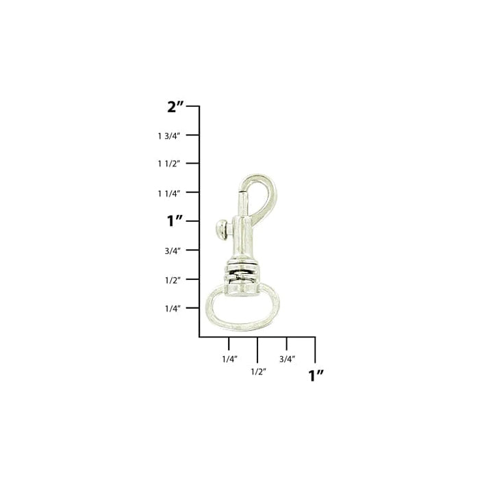 1/2" Shiny Nickel, Bolt Swivel Snap Hook, Zinc Alloy-PK4