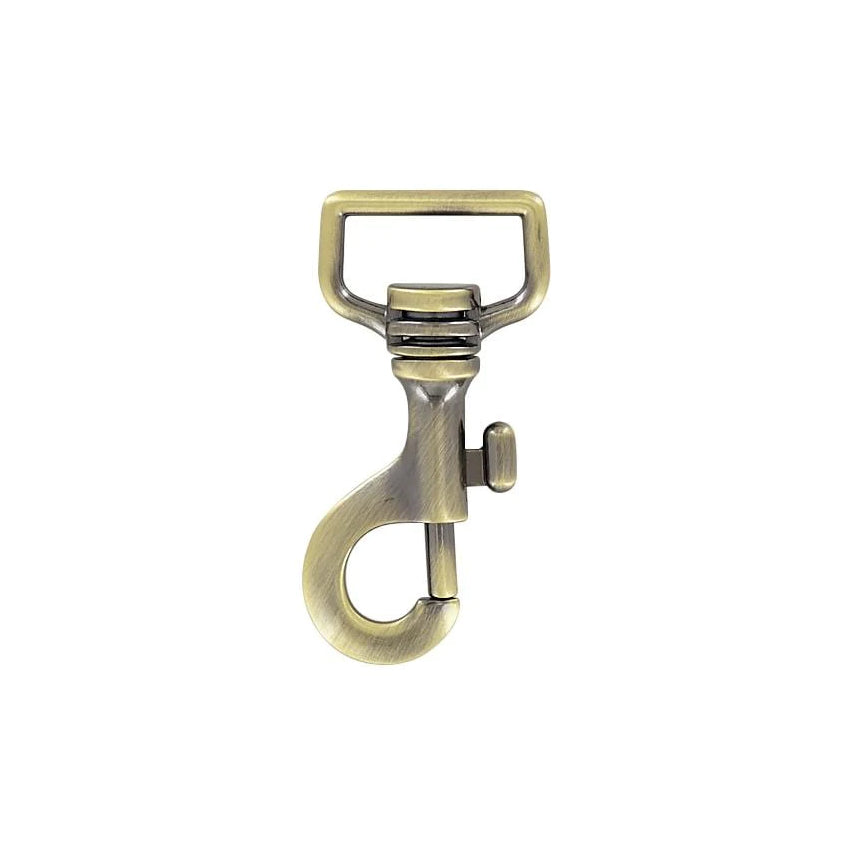 1" Antique Brass, Bolt Swivel Snap Hook Long Profile, Zinc Alloy