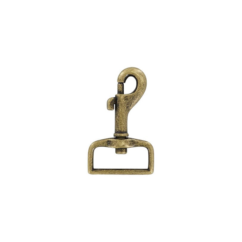 1" Antique Brass, Bolt Swivel Snap Hook Short Profile, Zinc Alloy