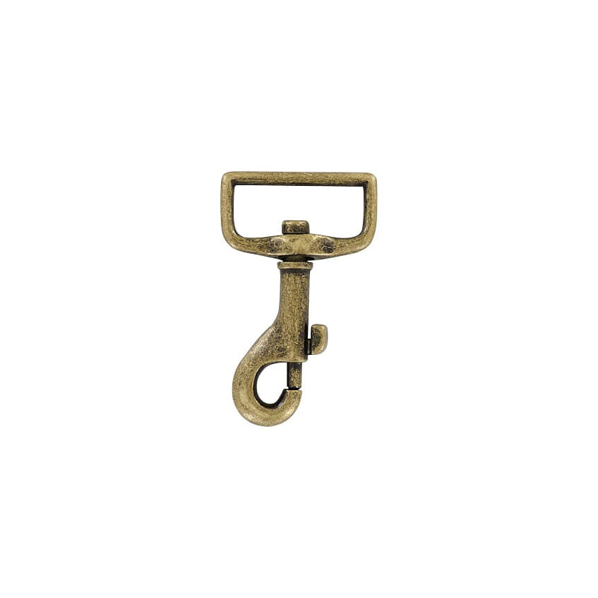 1" Antique Brass, Bolt Swivel Snap Hook Short Profile, Zinc Alloy