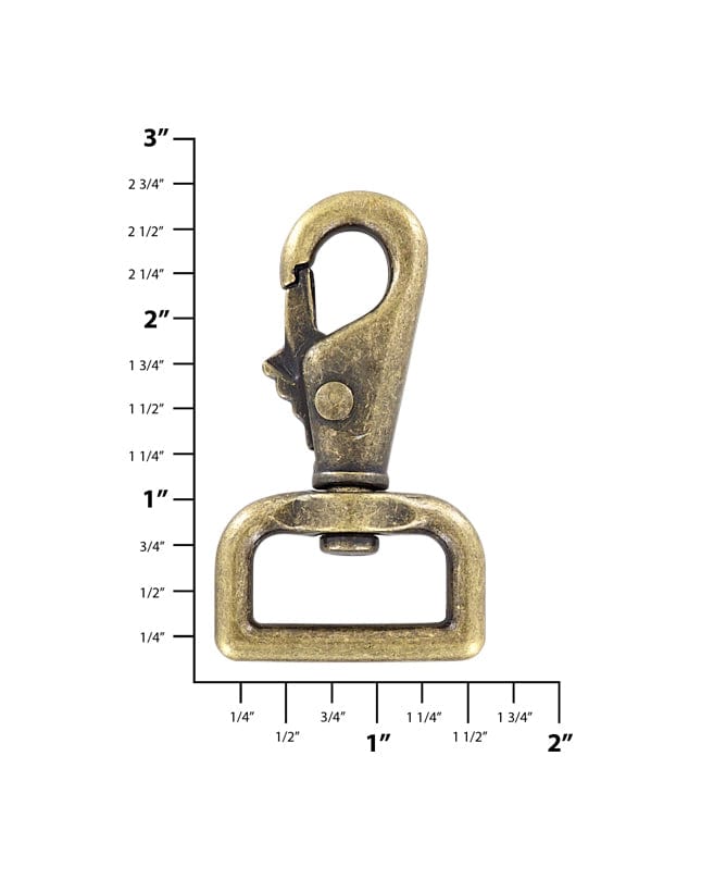 Ohio Travel Bag Swivel Snaps 1" Antique Brass, Lever Swivel Snap Hook, Zinc Alloy - PK4, #P-2070-ANTB P-2070-ANTB