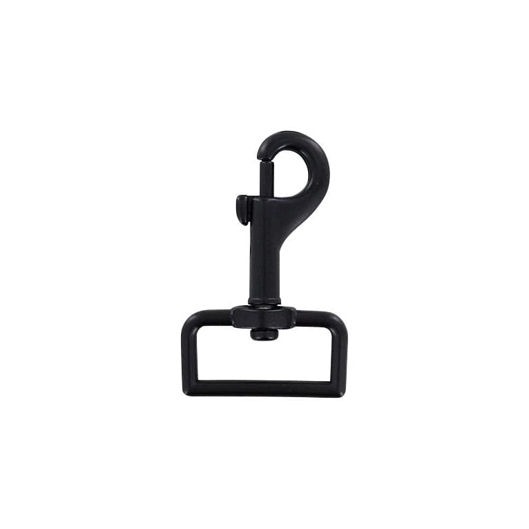 1" Matte Black, Rectangular 1 7/8" Bolt Swivel Snap Hook, Zinc Alloy