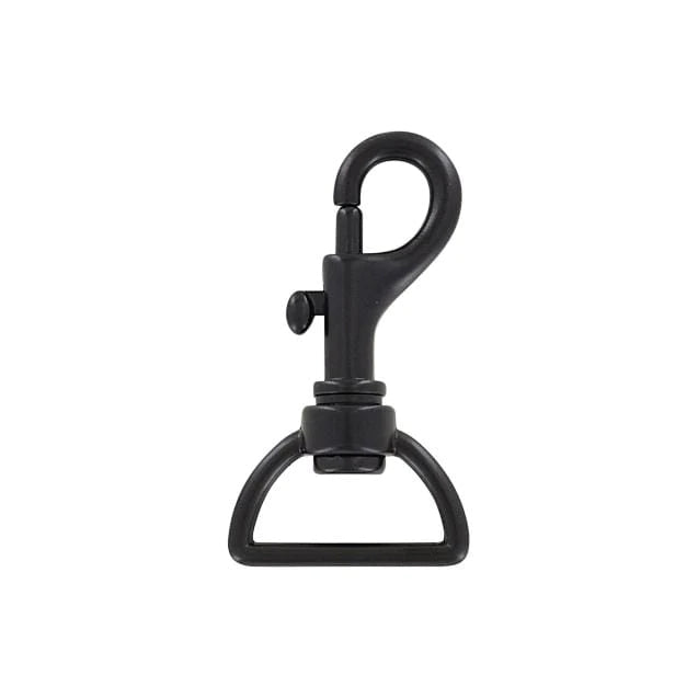 1" Matte Black, D-Ring 2 3/16" Bolt Swivel Snap Hook, Zinc Alloy