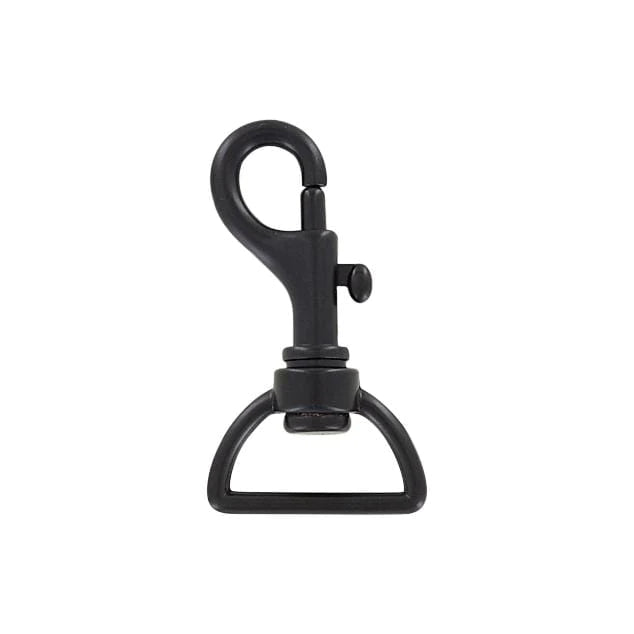 1" Matte Black, D-Ring 2 3/16" Bolt Swivel Snap Hook, Zinc Alloy
