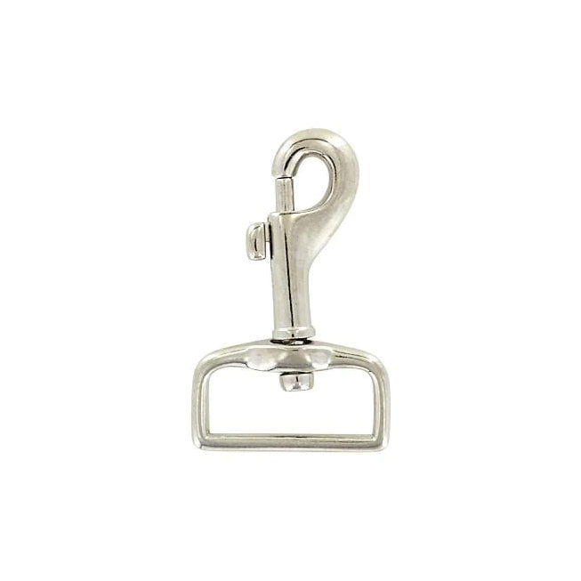 1" Nickel, Rectangular 2" Bolt Swivel Snap Hook, Zinc Alloy