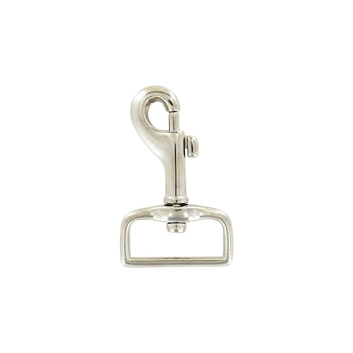 1" Nickel, Rectangular 2" Bolt Swivel Snap Hook, Zinc Alloy