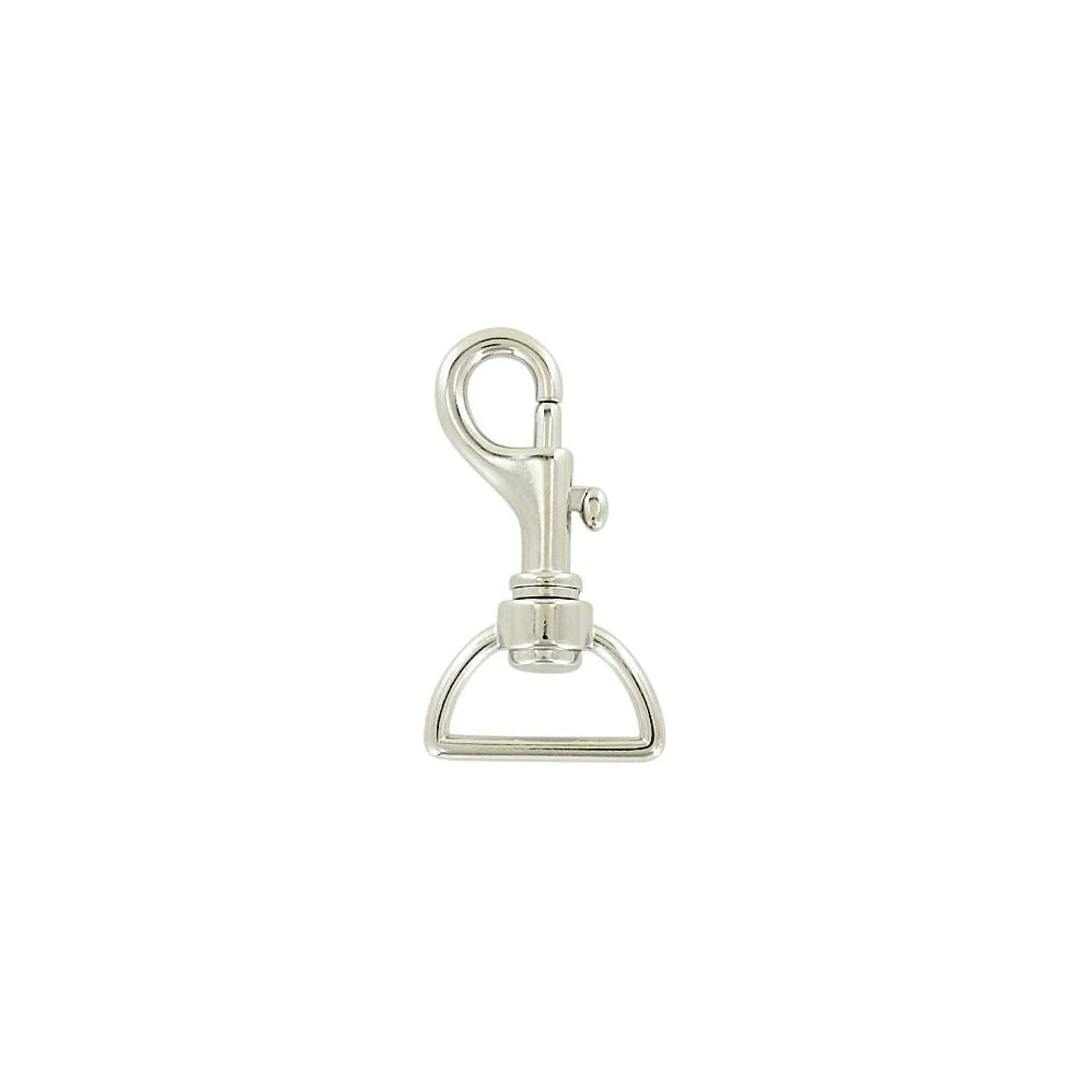 1" Nickel, D-Ring 2 3/16" Bolt Swivel Snap Hook, Zinc Alloy