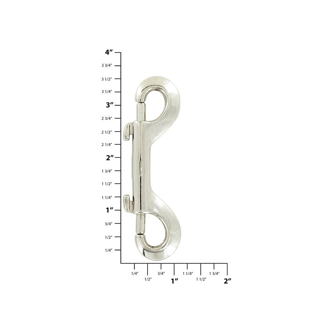 3 1/2" Nickel, Double End Bolt Snap Hook, Zinc Alloy