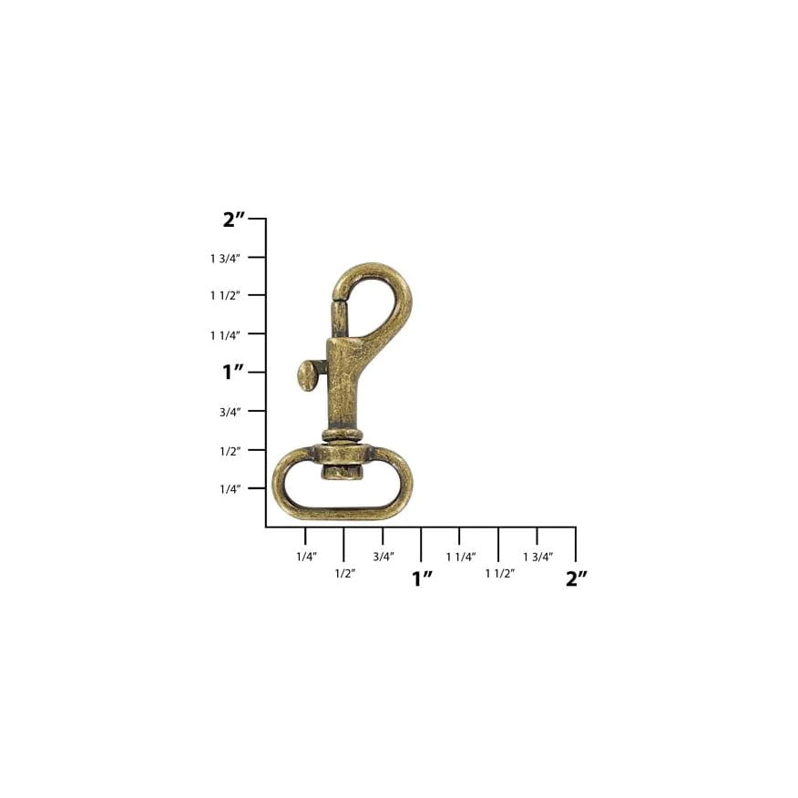 3/4" Antique Brass, Bolt Swivel Snap Hook, Zinc Alloy-PK4