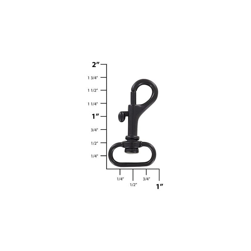 3/4" Matte Black, Bolt Swivel Snap Hook, Zinc Alloy-PK4