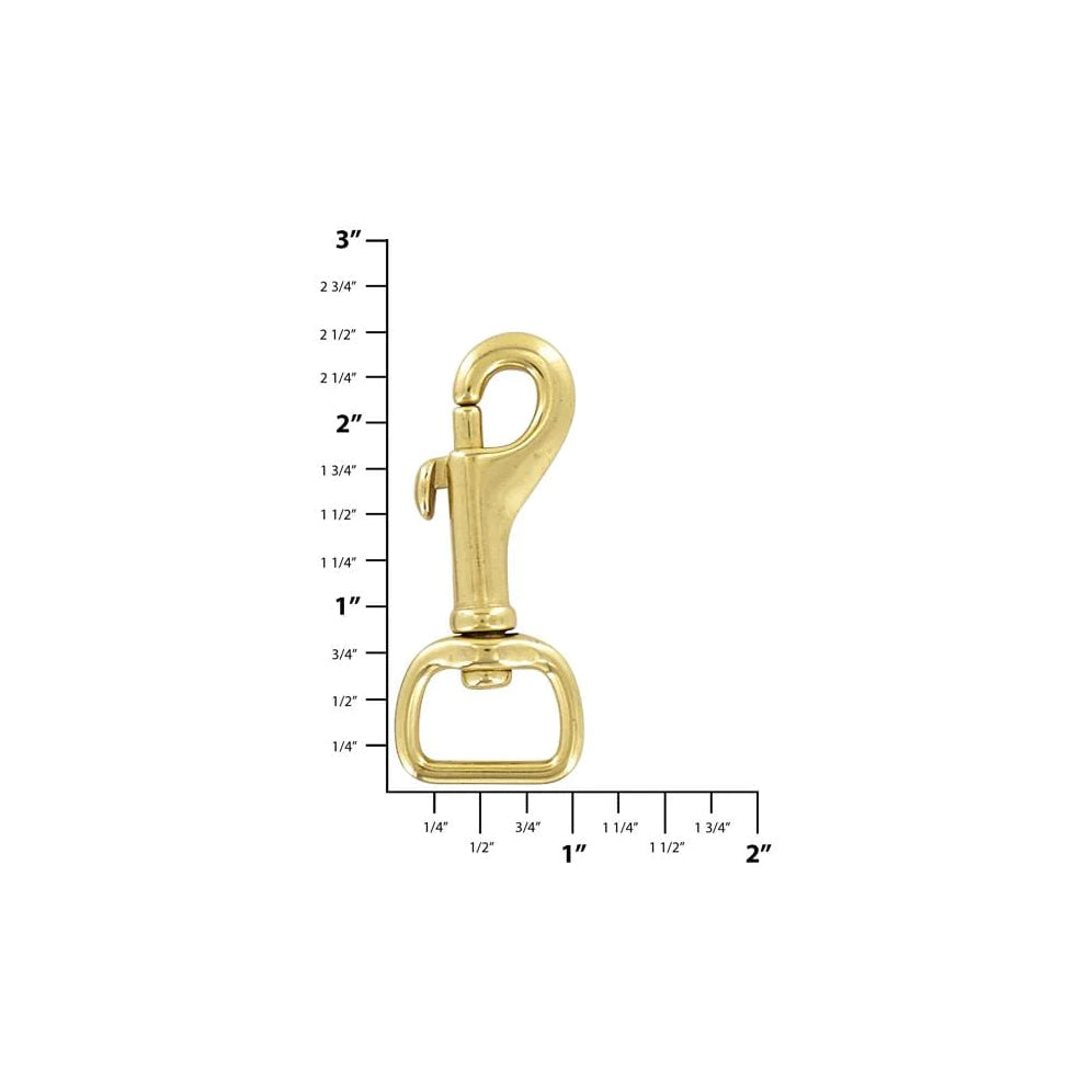 3/4" Brass, 2 5/16" Bolt Swivel Snap Hook, Solid Brass