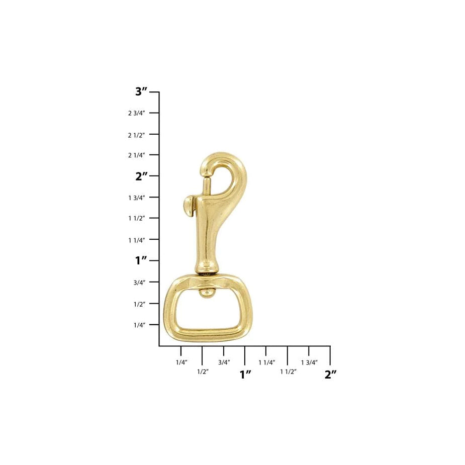 3/4" Brass, 2 1/4" Bolt Swivel Snap Hook, Solid Brass