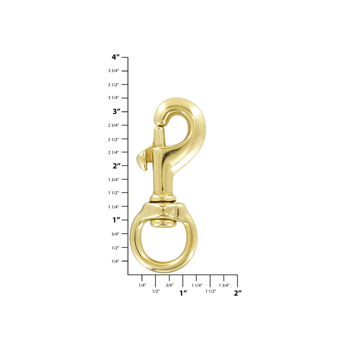 3/4" Brass, Bolt Swivel Snap Hook, Solid Brass-PK4
