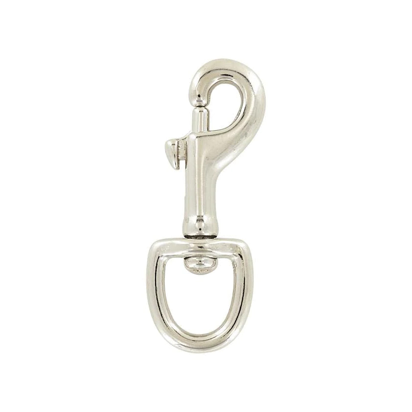 3/4" Nickel, Bolt Swivel Snap Hook, Malleable Iron