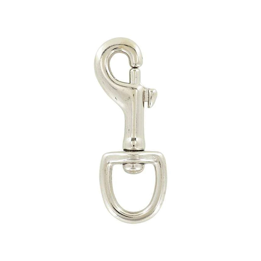 3/4" Nickel, Bolt Swivel Snap Hook, Malleable Iron