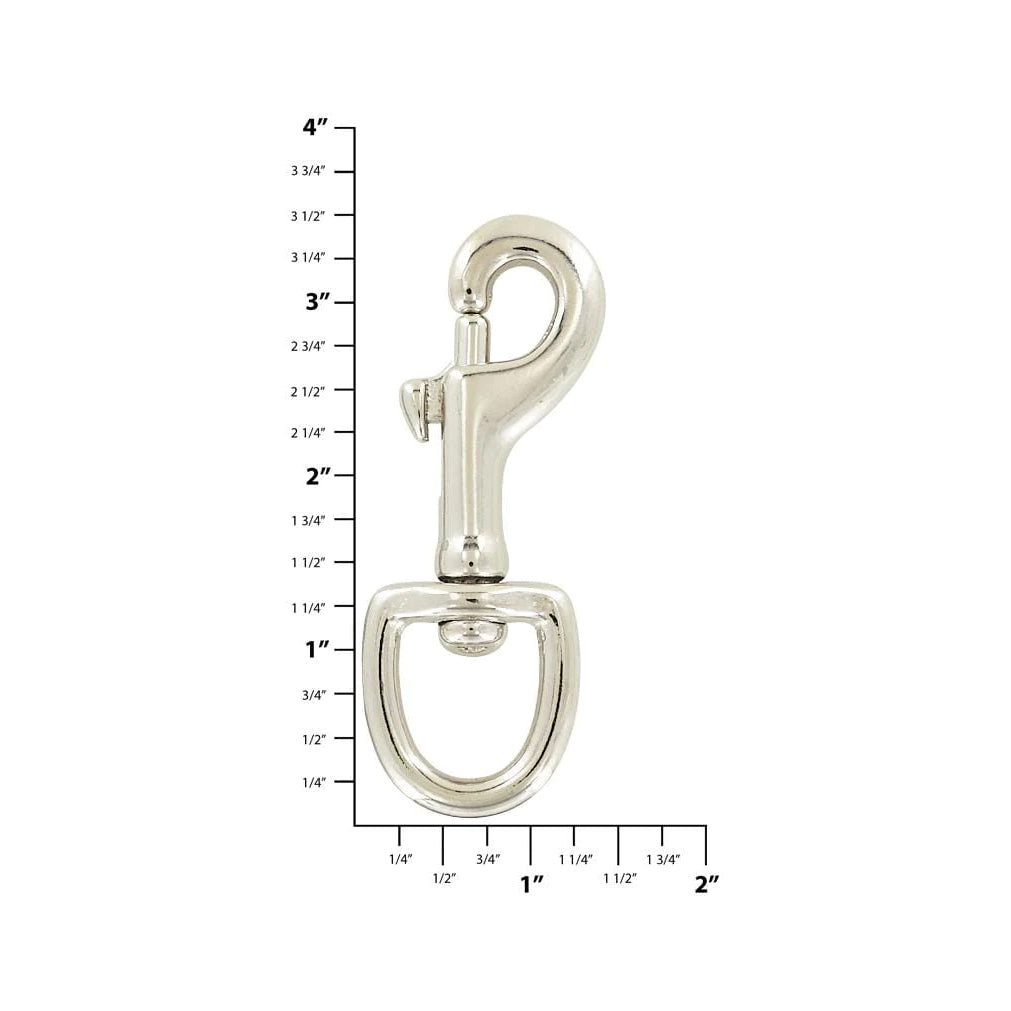 3/4" Nickel, Bolt Swivel Snap Hook, Malleable Iron