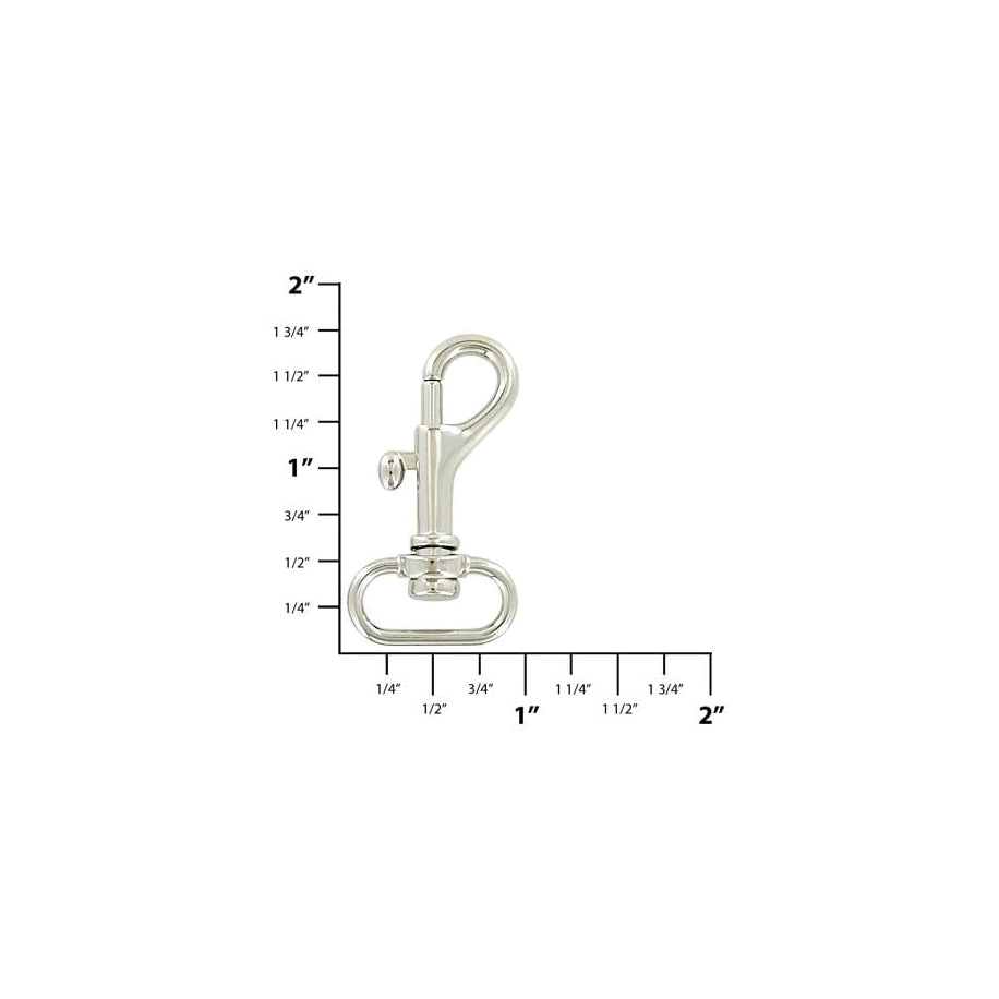 3/4" Shiny Nickel, Bolt Swivel Snap Hook, Zinc Alloy-PK4