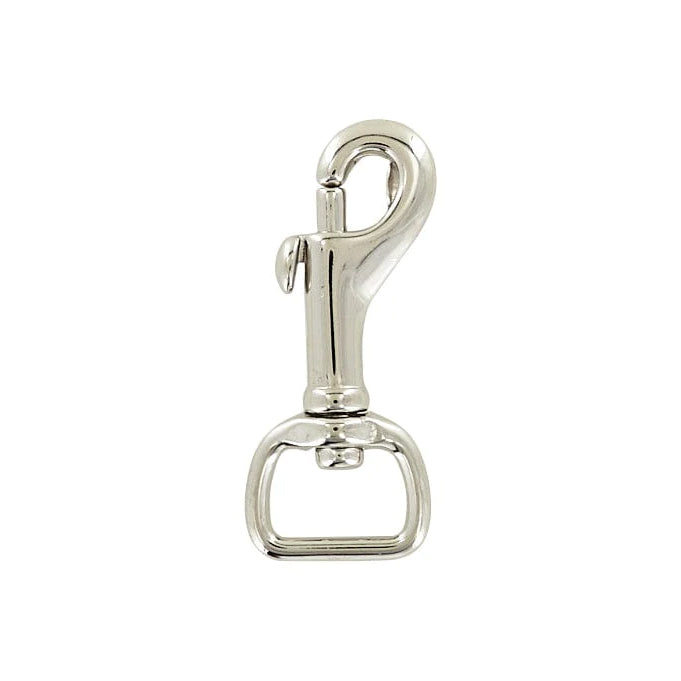 3/4" Shiny Nickel, Bolt Swivel Snap Hook, Solid Brass