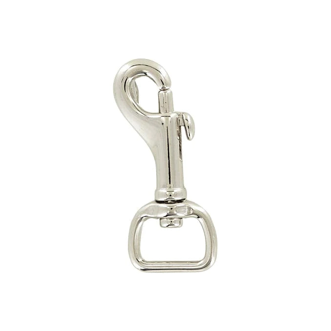 3/4" Shiny Nickel, Bolt Swivel Snap Hook, Solid Brass