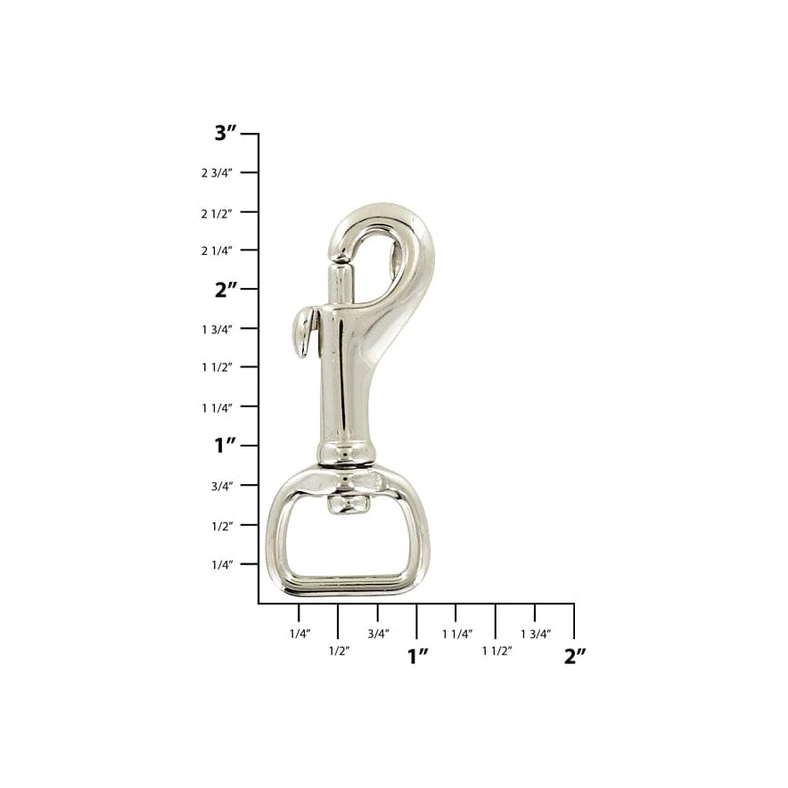 3/4" Shiny Nickel, Bolt Swivel Snap Hook, Solid Brass