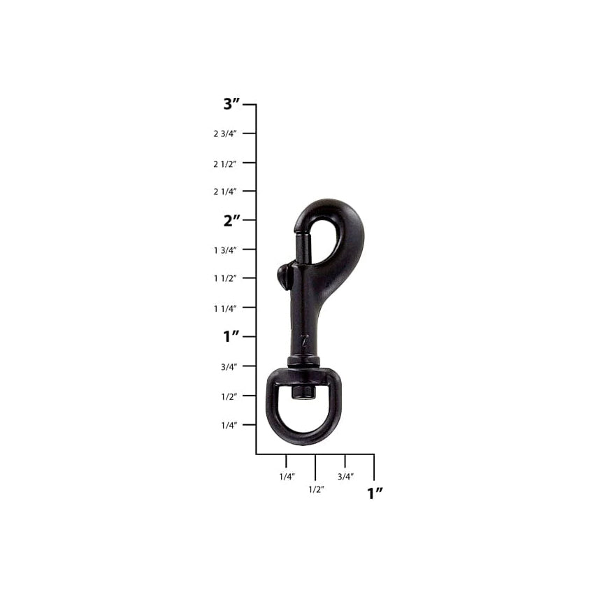 3/8" Matte Black, Bolt Swivel Snap Hook, Zinc Alloy