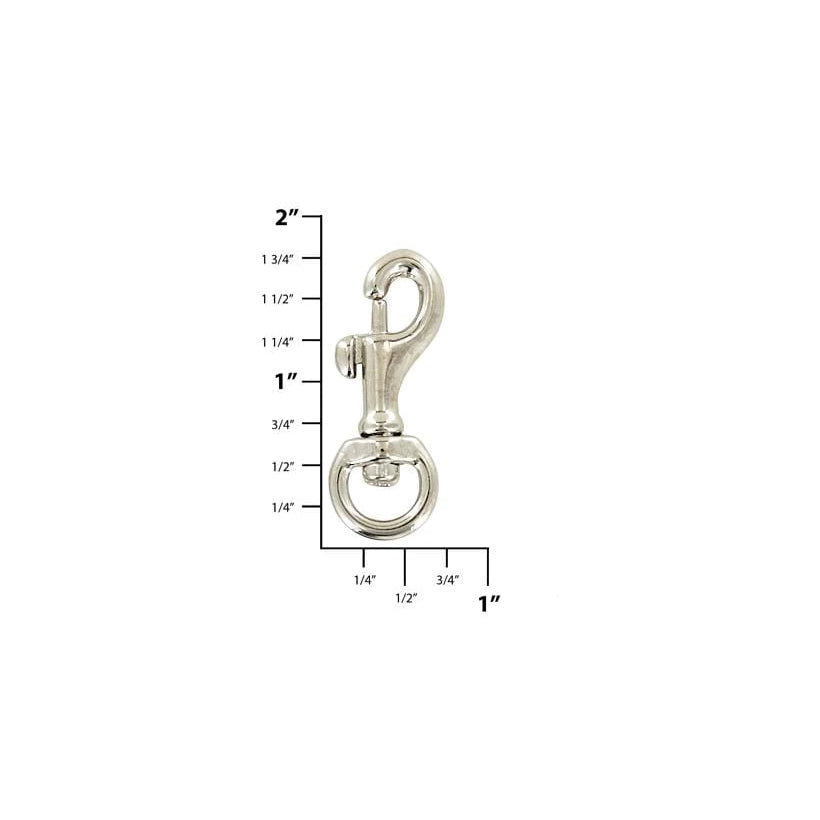 3/8" Nickel, Bolt Swivel Snap Hook, Solid brass