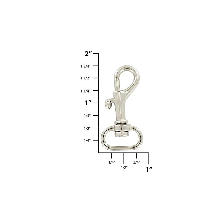 5/8" Nickel, Bolt Swivel Snap Hook, Zinc Alloy