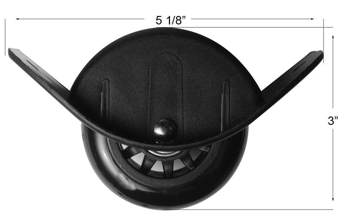 Ohio Travel Bag Wheels & Feet 3" Black, Inline Skate Wheel w/ Housing, Plastic, #L-2139 L-2139