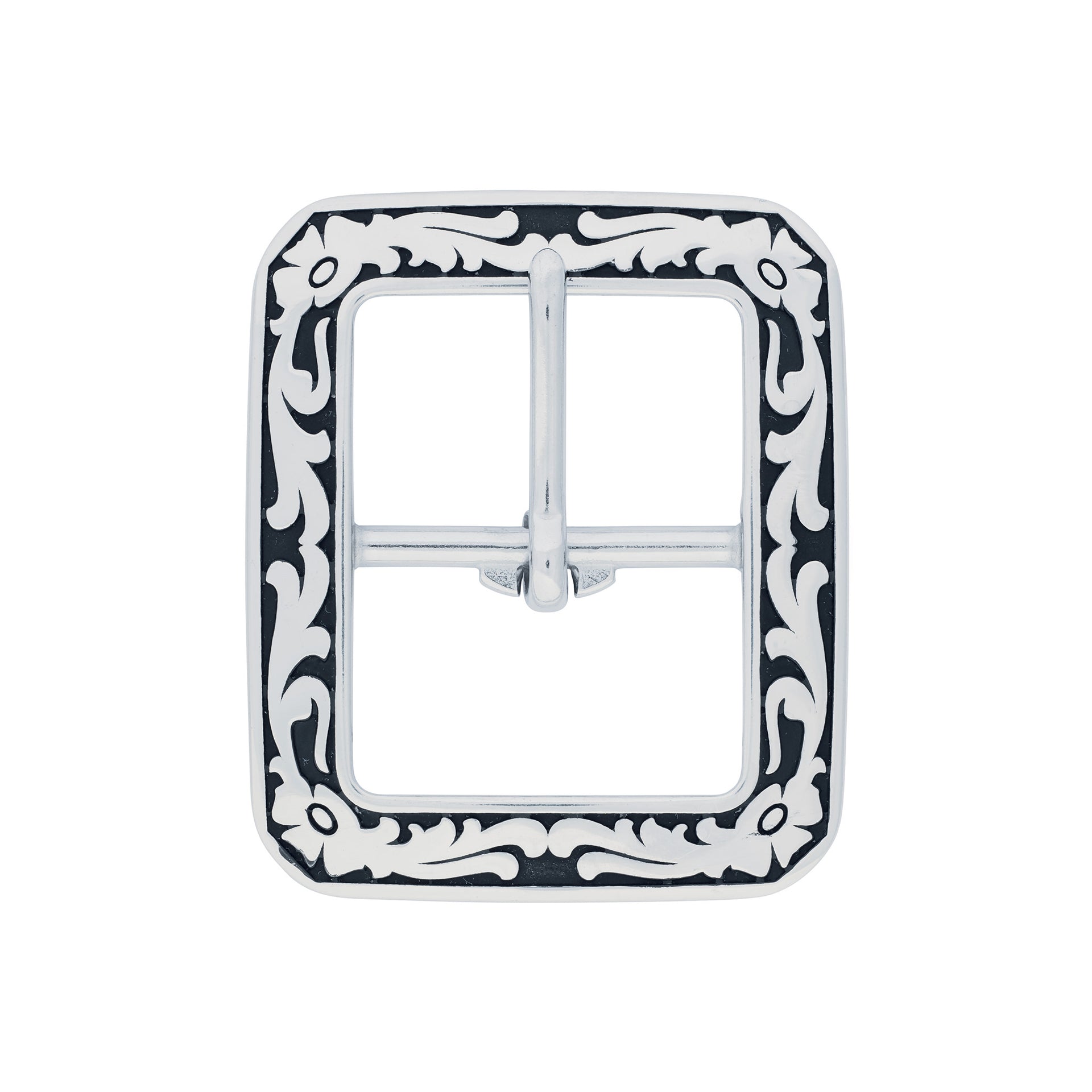 Jeremiah Watt Accented Floral Clipped Corner Buckle - 1-1/2