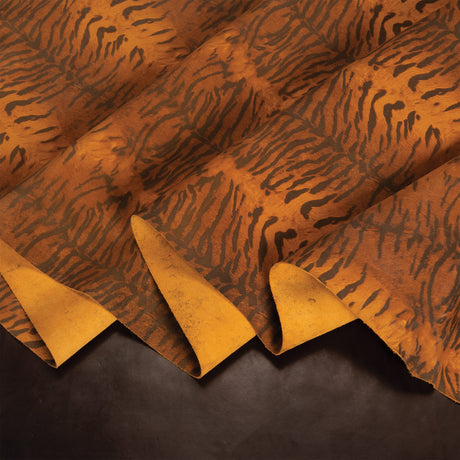 Sample, Tiger Printed Leather, 3-4 oz.