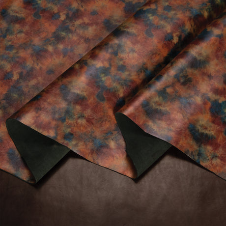 Sample, Tie Dye Printed Leather, 3-4 oz.