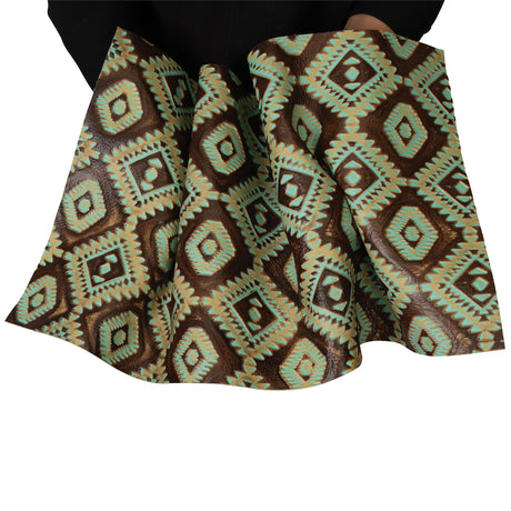 Embossed Leather, 2/3 oz., Aztec Turquoise/Brown