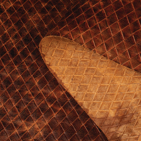 Embossed Leather, 2-3 oz., Woven Cognac