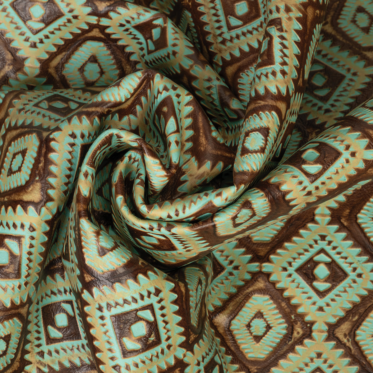 Aztec Turquoise Color Embossed Leather, 2/3 oz., Aztec Turquoise/Brown – Weaver Leather Supply