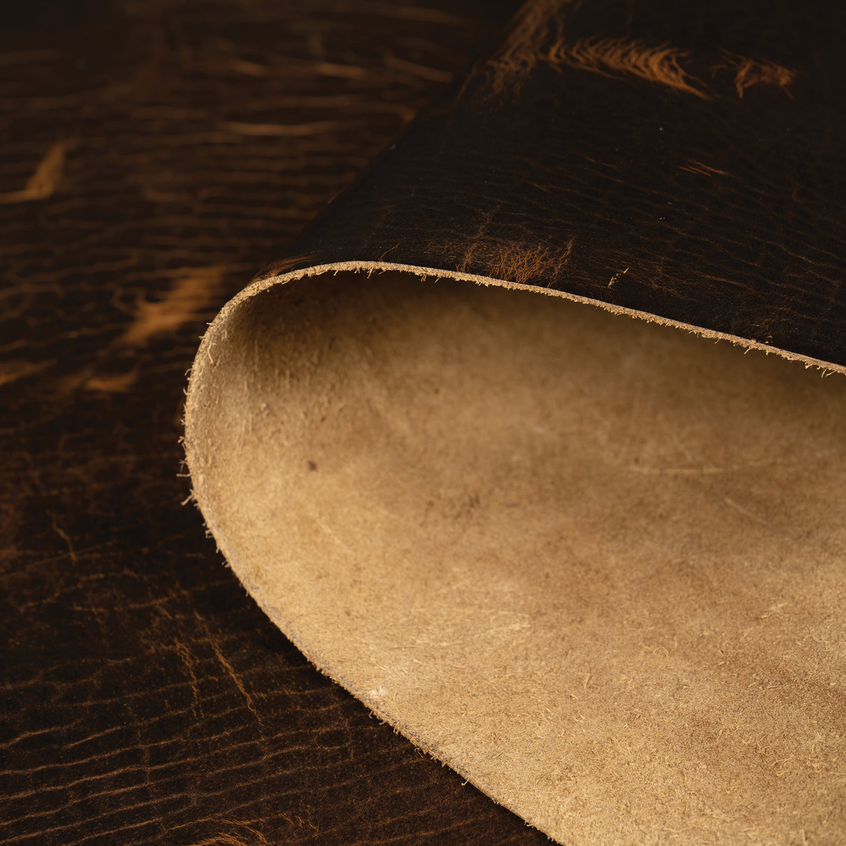 Sample, Burnt Chiptan American Bison Leather