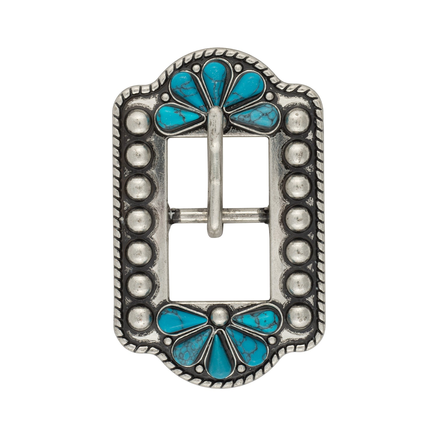 Turquoise Flower Center Bar Buckle