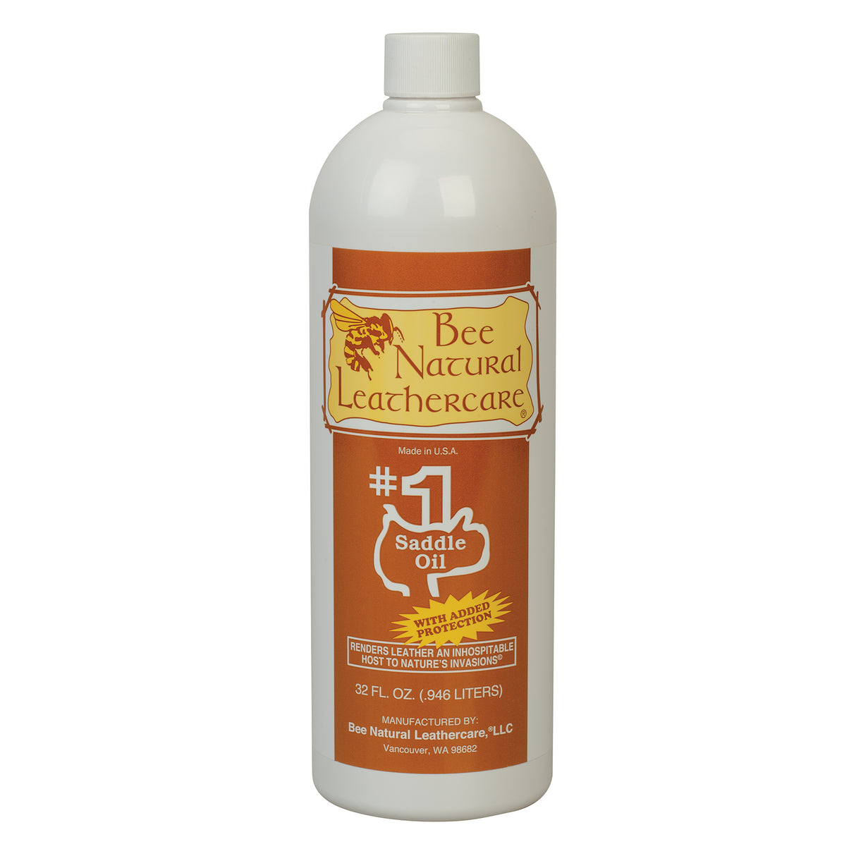 Bee Natural Leathercare® #1 Saddle Oil with Added Protection, Quart, Front