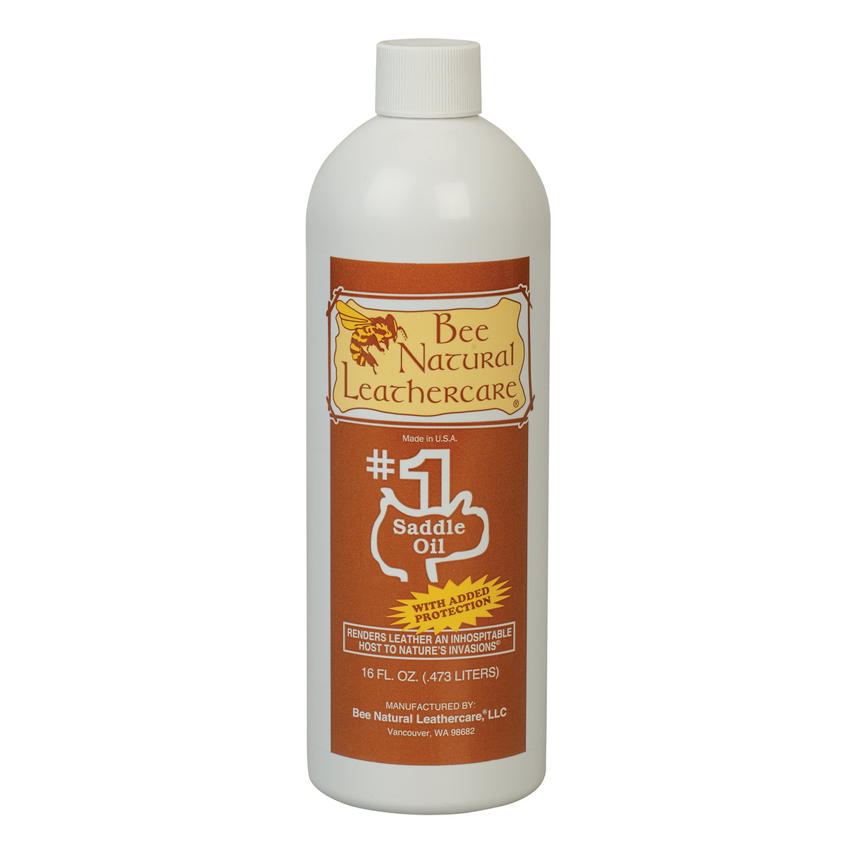 Bee Natural Leathercare® #1 Saddle Oil with Added Protection, Pint, Front
