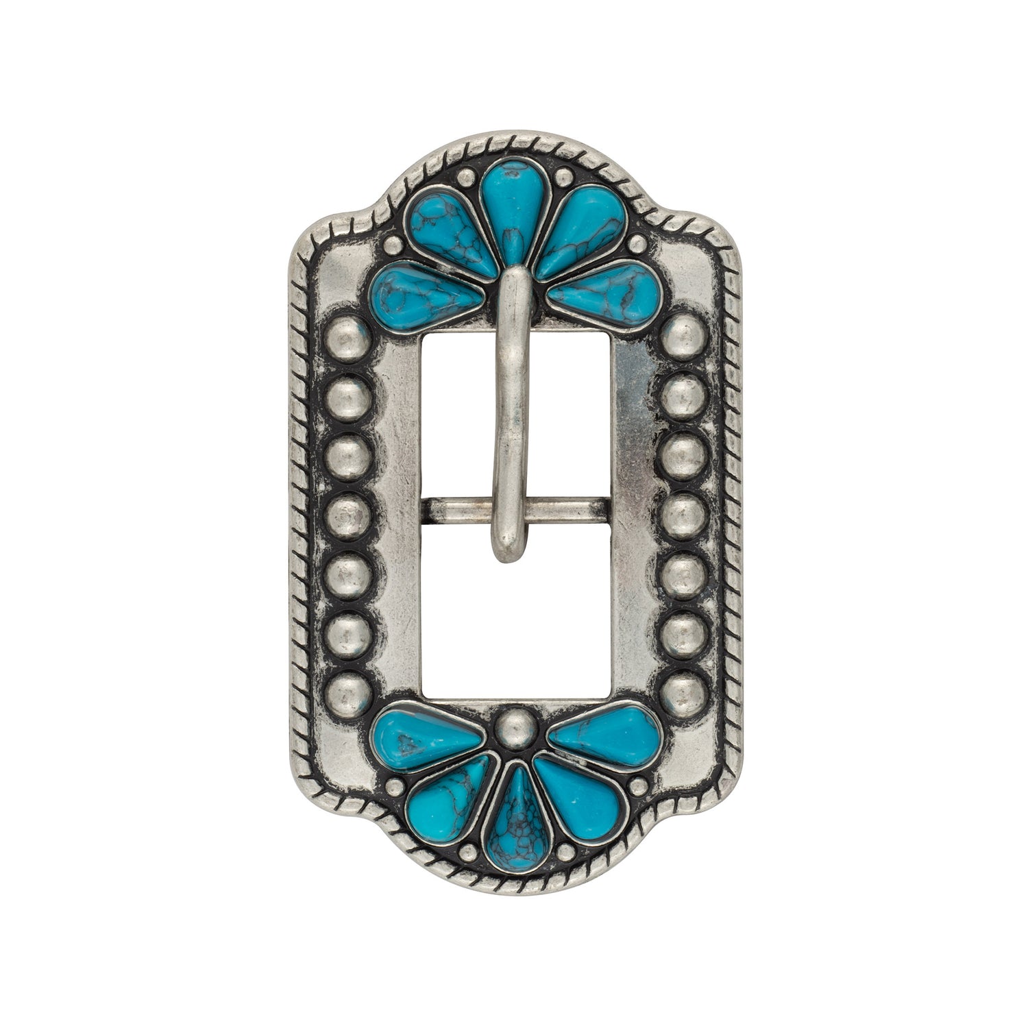 Turquoise Flower Center Bar Buckle
