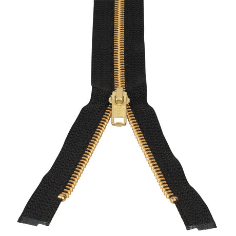 #5 Metal, Black, 24" YKK Separating Jacket Zipper with Brass Teeth