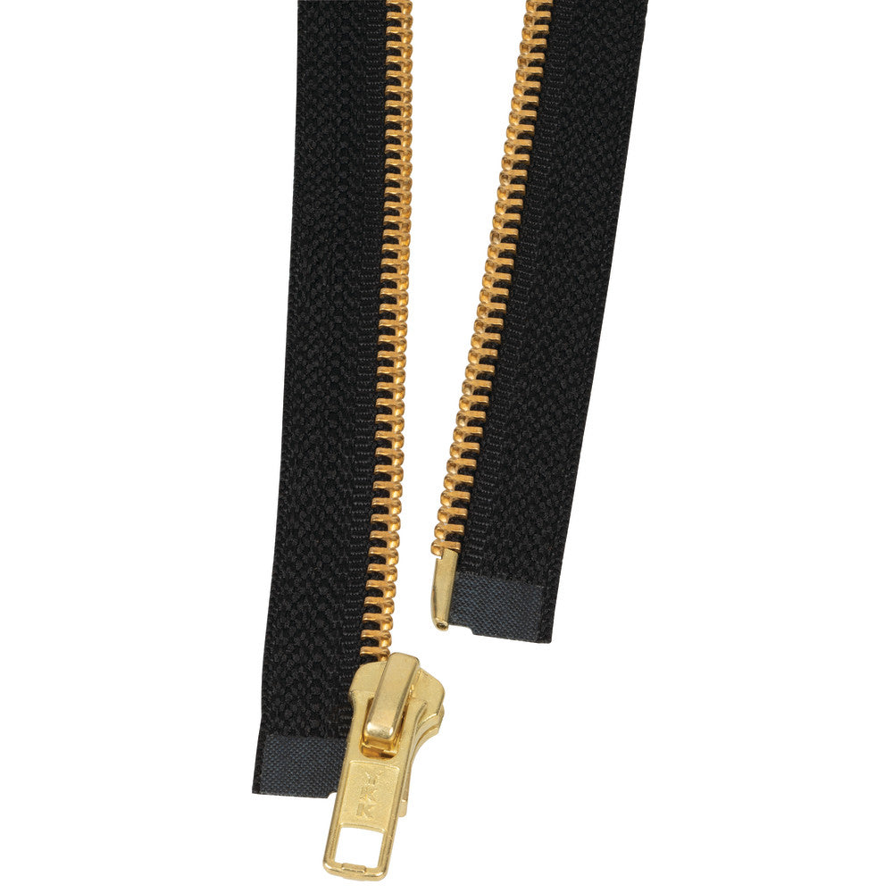 #5 Metal, Black, 24" YKK Separating Jacket Zipper with Brass Teeth, #6JK-24-BLK