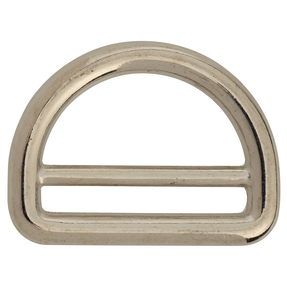 1" Nickel Plated, Cast Double Loop D-Ring, Zinc Alloy, #C-1438-NP