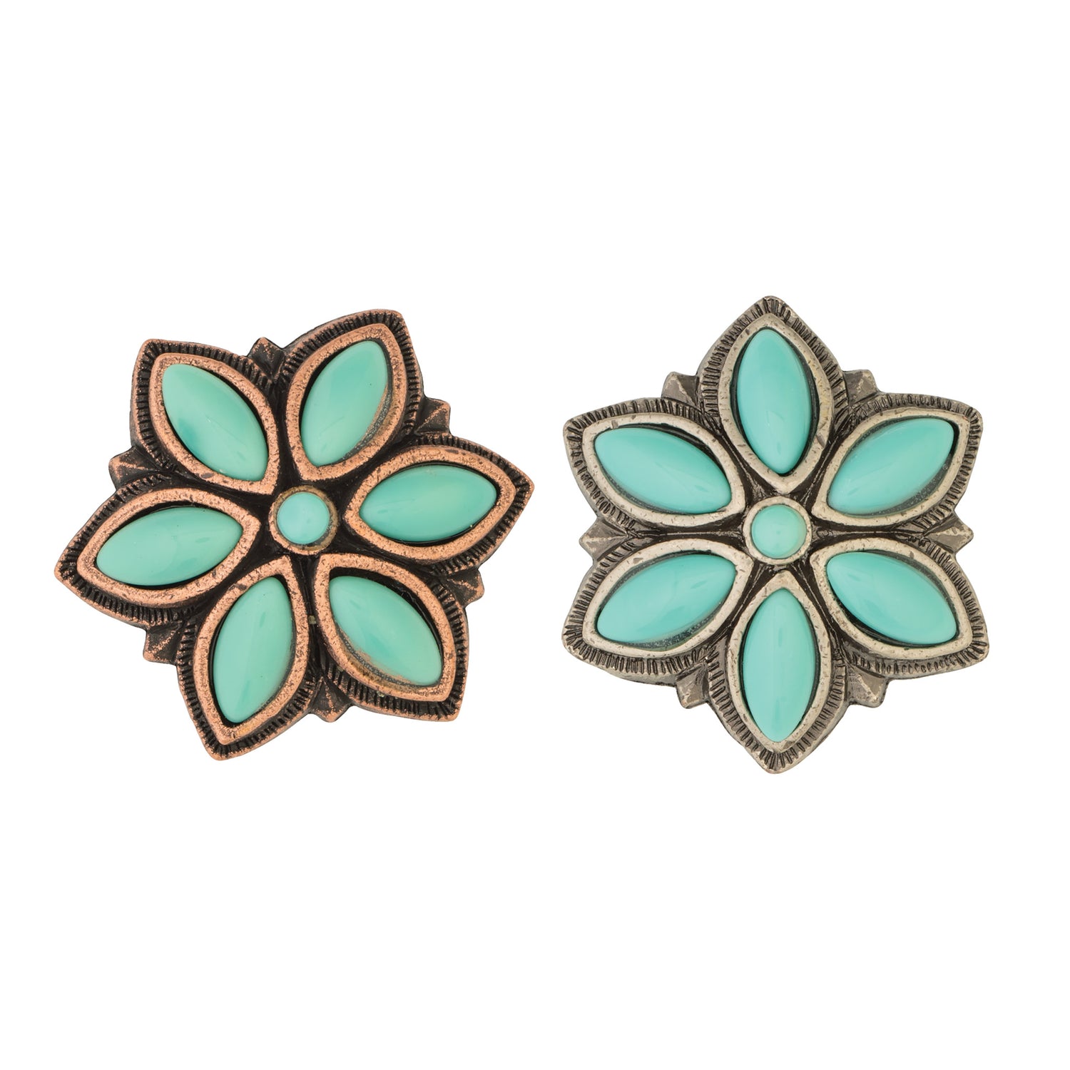 #1846 Floral Stone Concho with Post