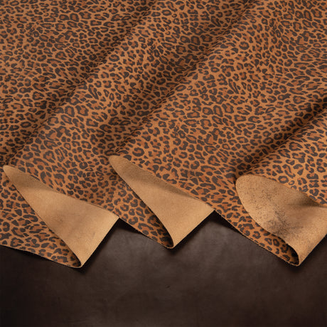 Sample, Leopard Printed Leather, 3-4 oz.