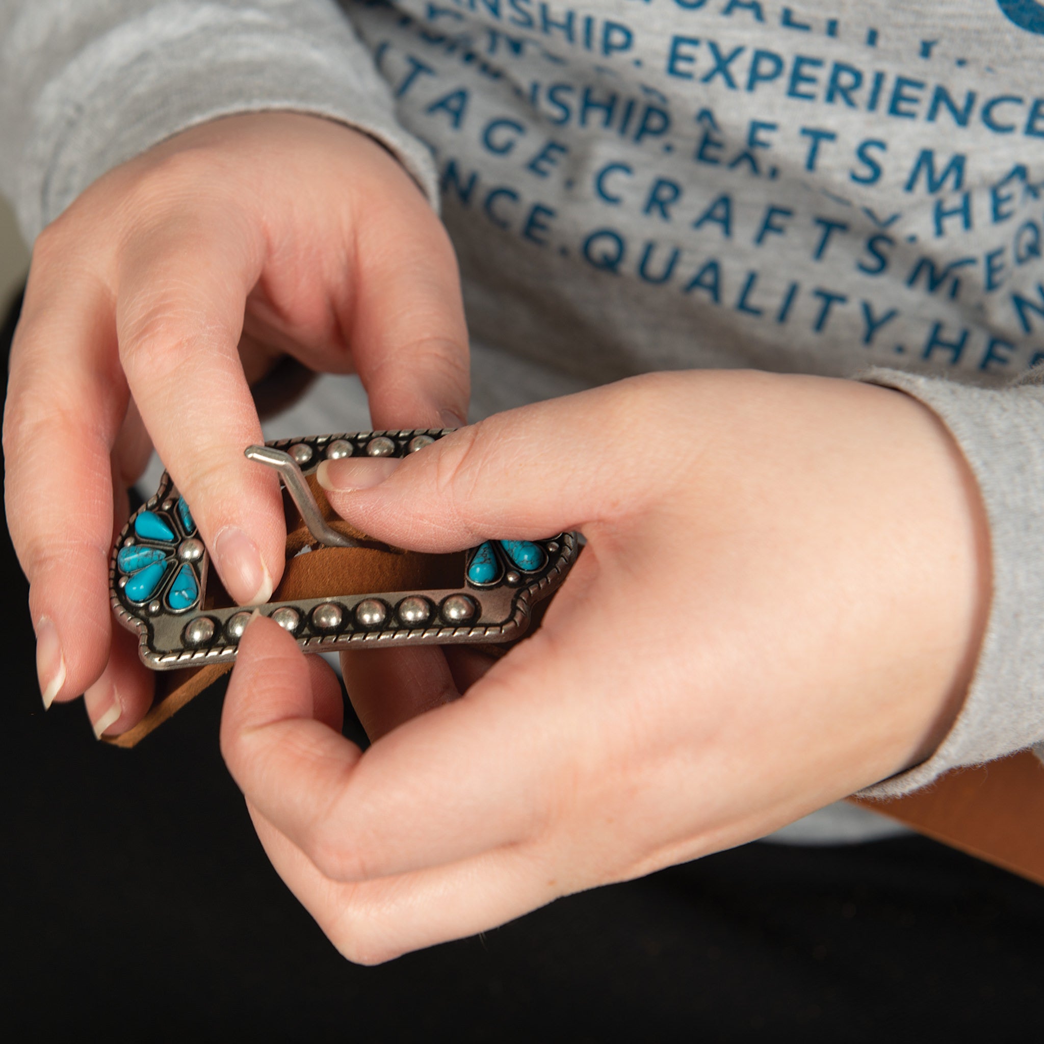 Turquoise Flower Center Bar Buckle - Weaver Leather Supply